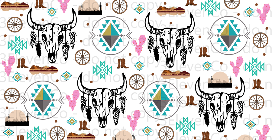 2024 western pink cactus UV DTF wrap