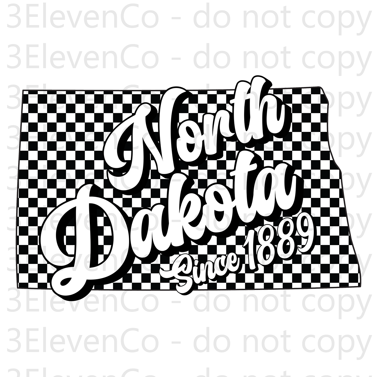 SD 2024 North Dakota checkered decal or dtf transfer