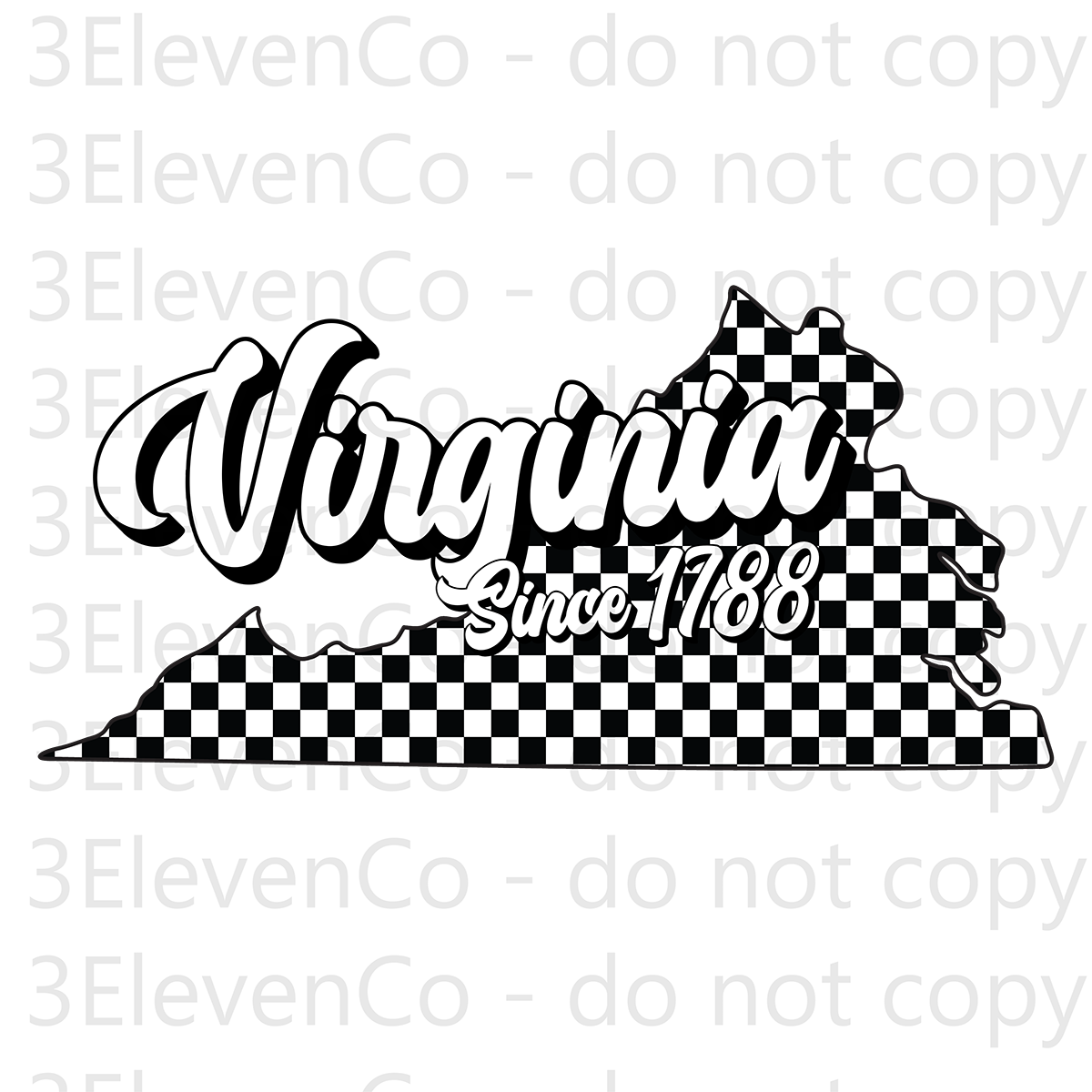 SD 2024 Virgina checkered decal or dtf transfer