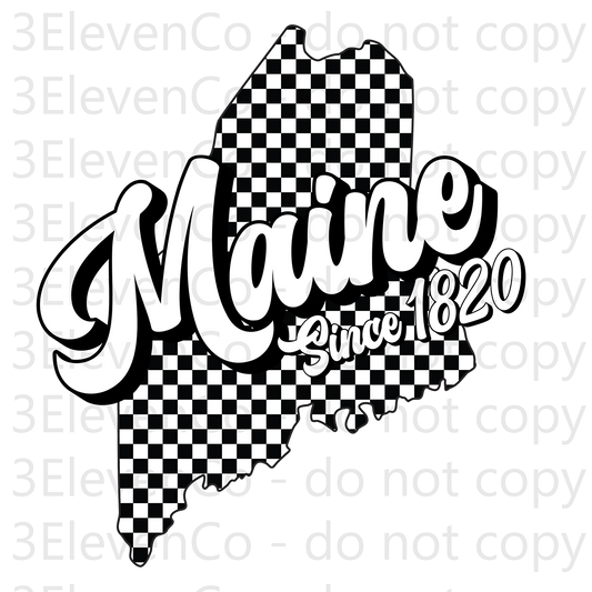 SD 2024 Maine checkered decal or dtf transfer