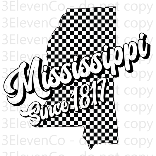 SD 2024 Mississippi checkered decal or dtf transfer