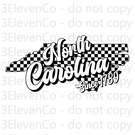 SD 2024 North Carolina checkered decal or dtf transfer