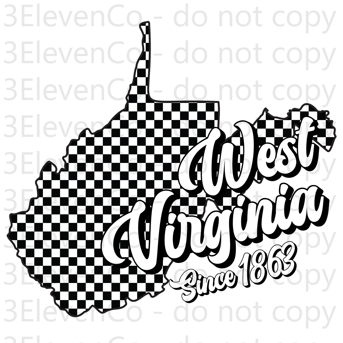 SD 2024 West Virginia checkered decal or dtf transfer