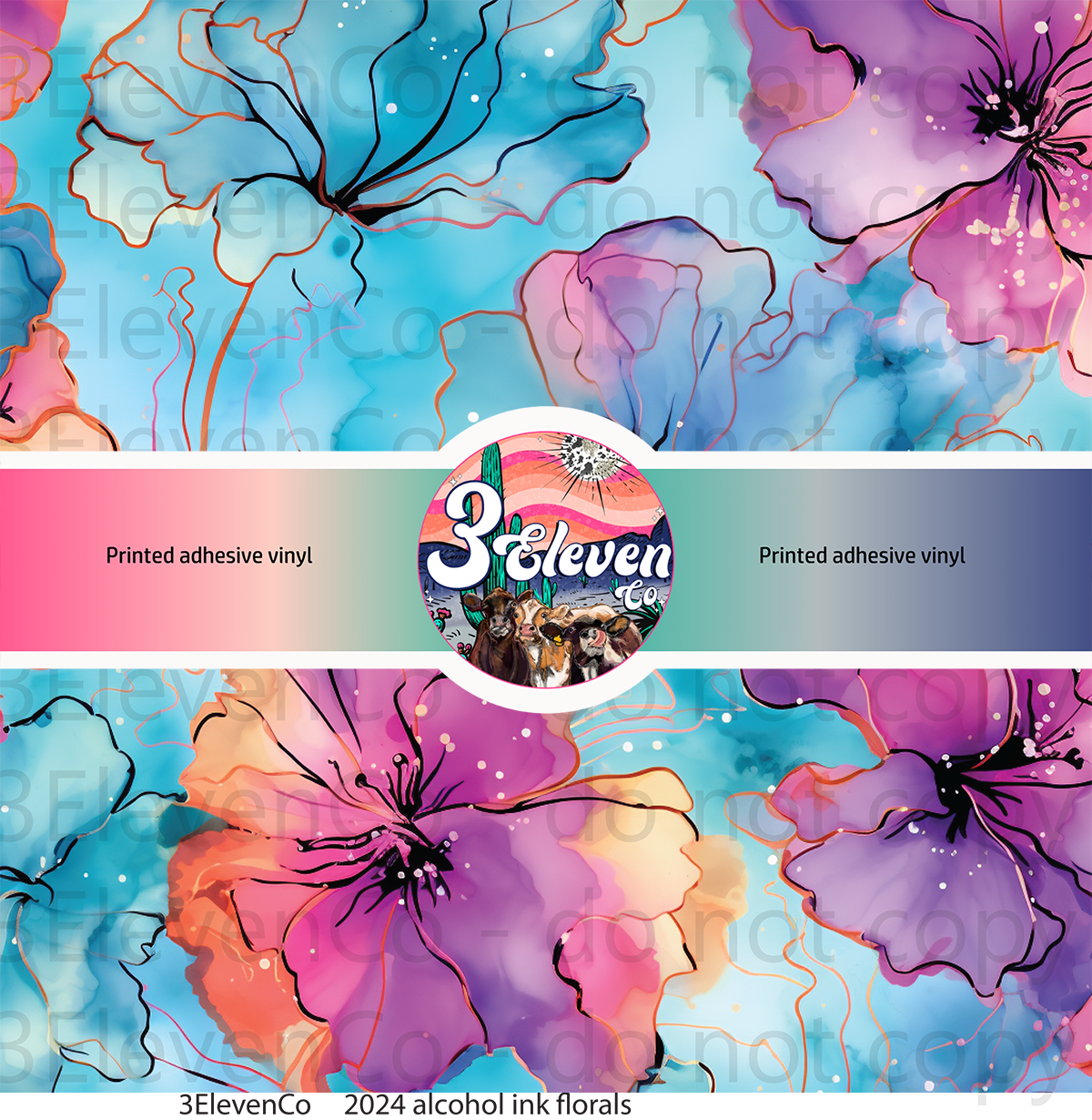 2024 alcohol ink florals vinyl sheet