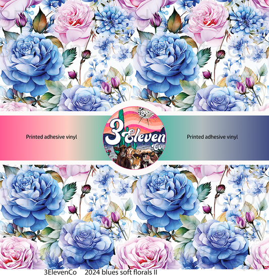 2024 blues soft florals vinyl sheet