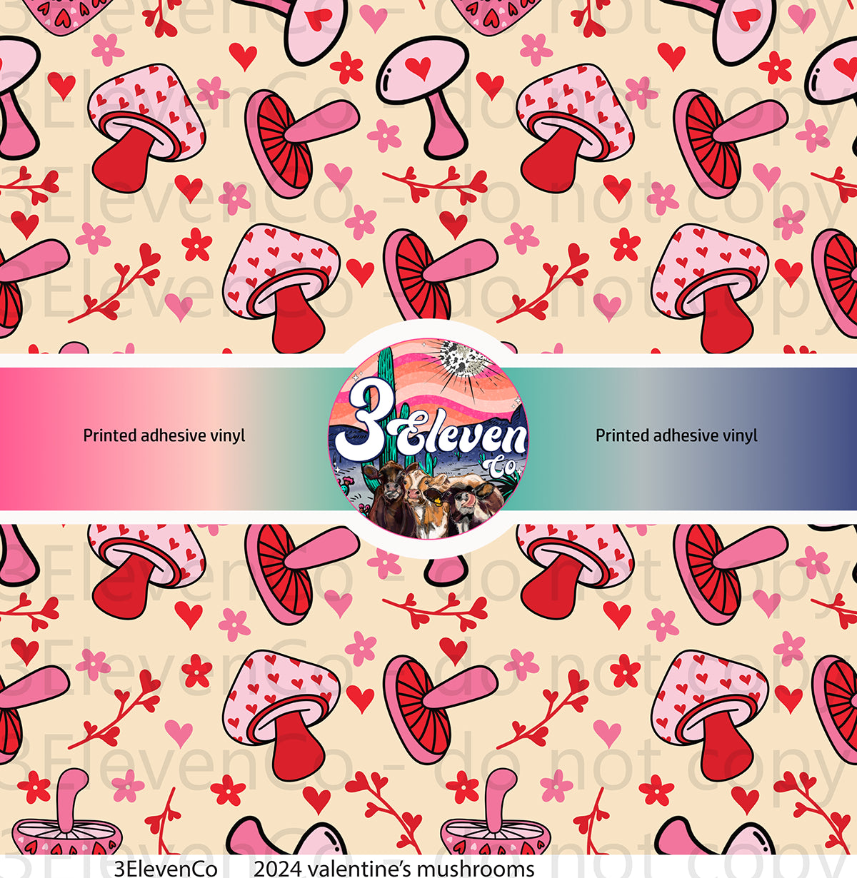 2024 valentine's mushrooms seamless vinyl sheet