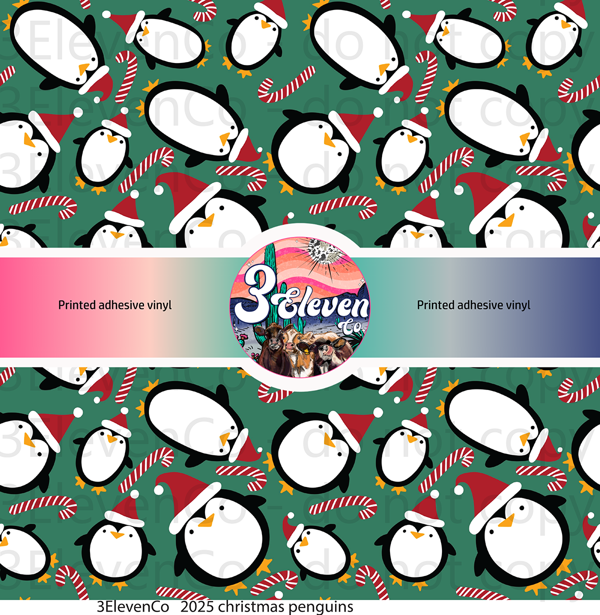 2025 Christmas penguins vinyl sheet