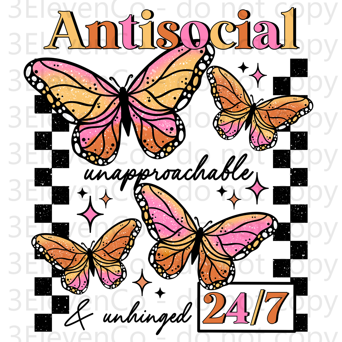 CS 2024 anti-social butterfly vinyl sheet | decal | UV wrap | DTF sept