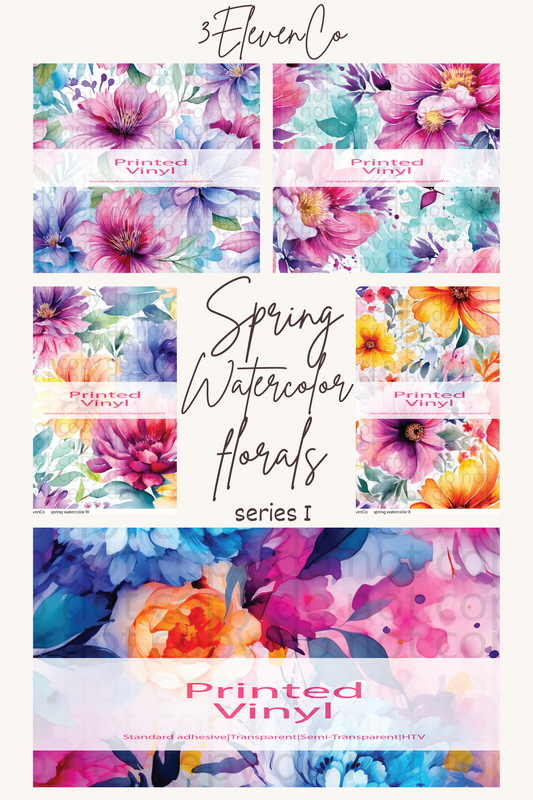 spring watercolor florals series 1 vinyl sheet
