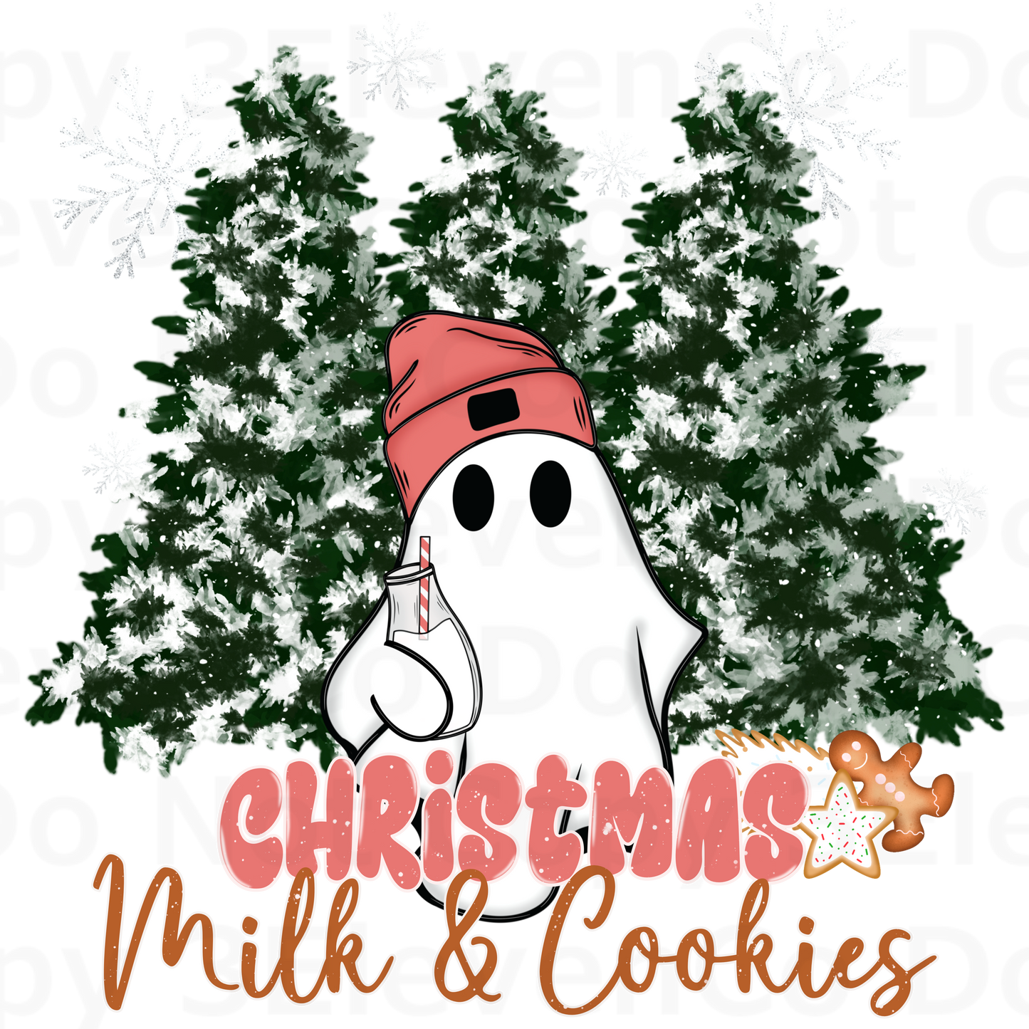 2024 Christmas milk & cookies ghostie decal | UV DTF | DTF