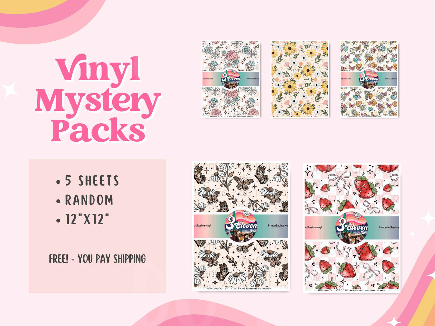 FREE 12"x12" vinyl sheets - PACK OF 5 MISC | PAY SHIPPING ONLY |