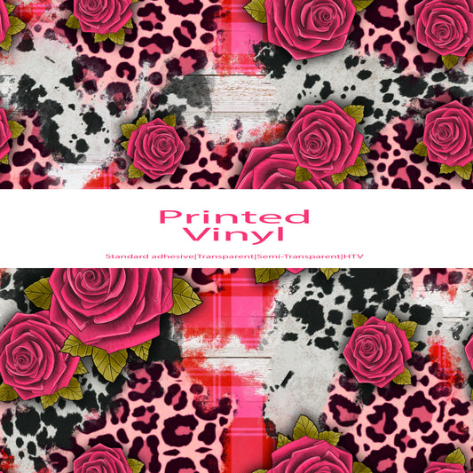 Cowhide leopard rose vinyl sheet