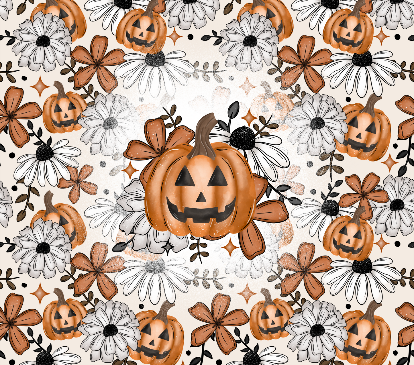 CS 2024 floral pumpkin seamless vinyl sheet | decal | UV DTF decal | UV cup wrap