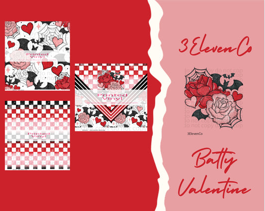 batty valentine vinyl sheet or decal or tumbler wrap