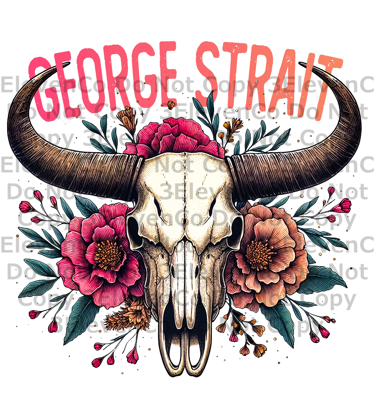 george bullhead floral vinyl decal| UV DTF decal| DTF print