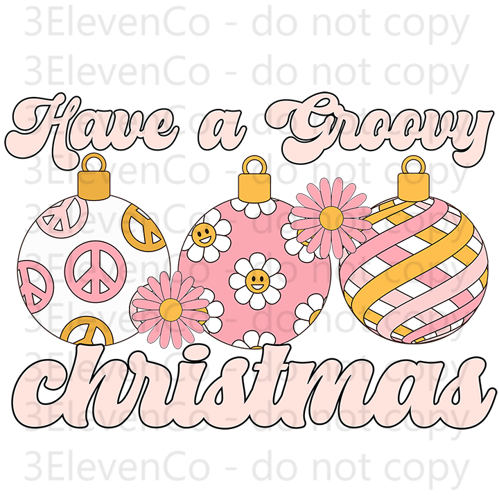 2024 groovy Christmas ornaments UV DTF decal (Copy)