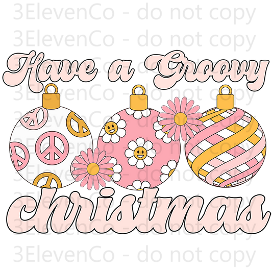 2024 groovy Christmas ornaments UV DTF decal (Copy)