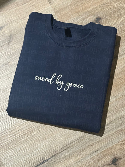 saved by grace embroidered tee or sweatshirt