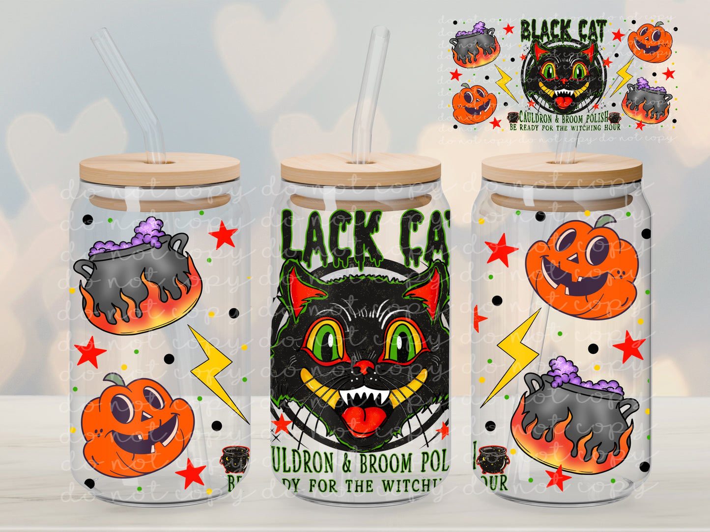 MM 2024 black cat cauldron vinyl sheet | decal | vinyl wrap | UV DTF cup wrap | DTF prints