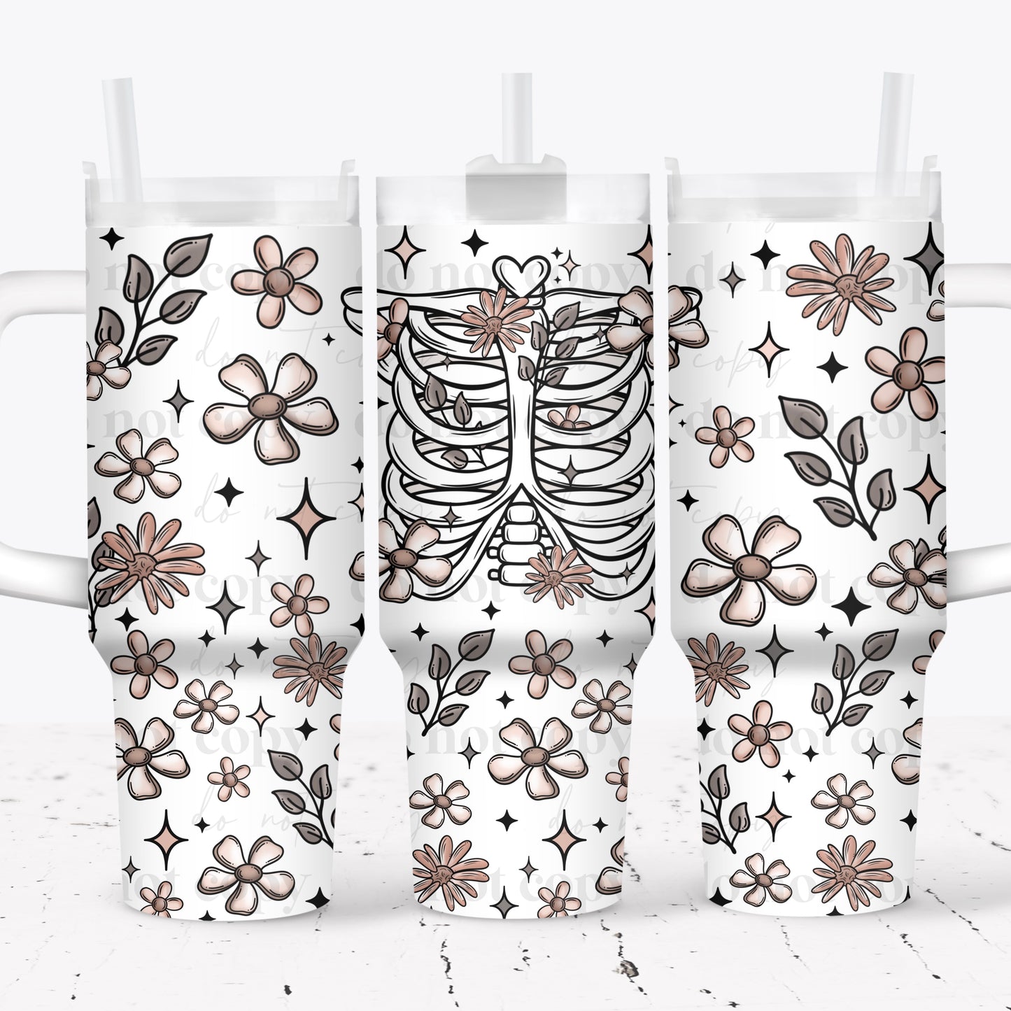 CS 2024 floral ribcage seamless vinyl sheet | decal | vinyl wrap | UV wrap | DTF