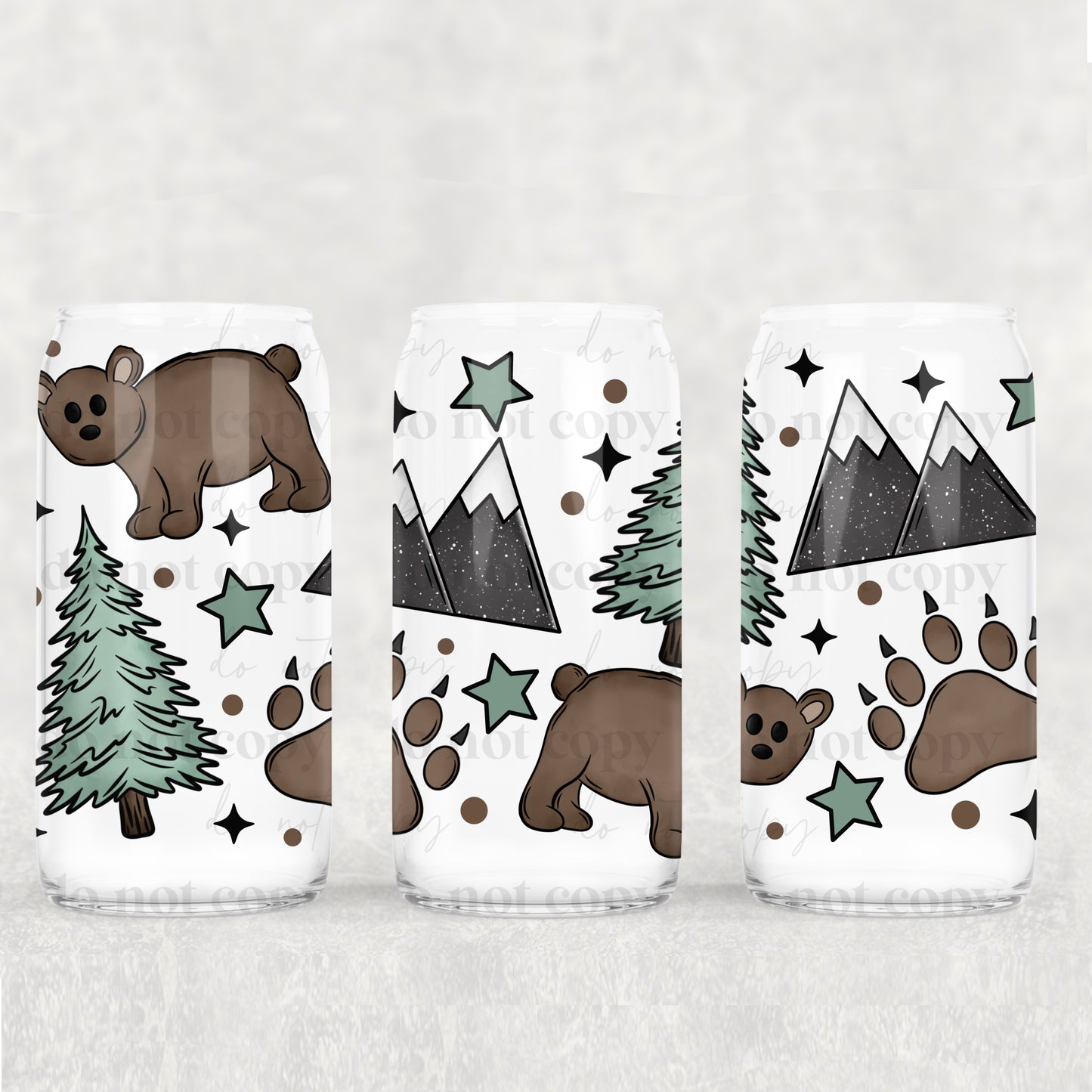 CS 2024 bears and trees vinyl sheet | decal | UV wrap | UV DTF oct