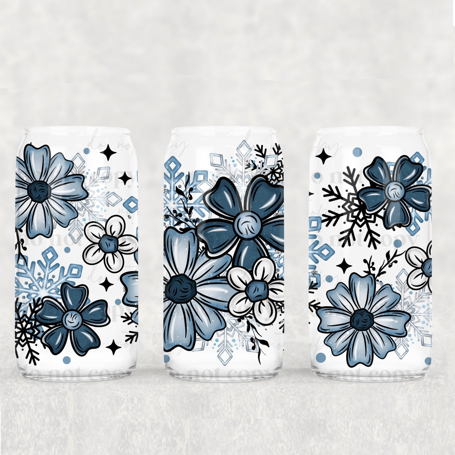 CS 2024 blue floral vinyl sheet | decal | UV wrap | vinyl wrap | DTF (oct15)