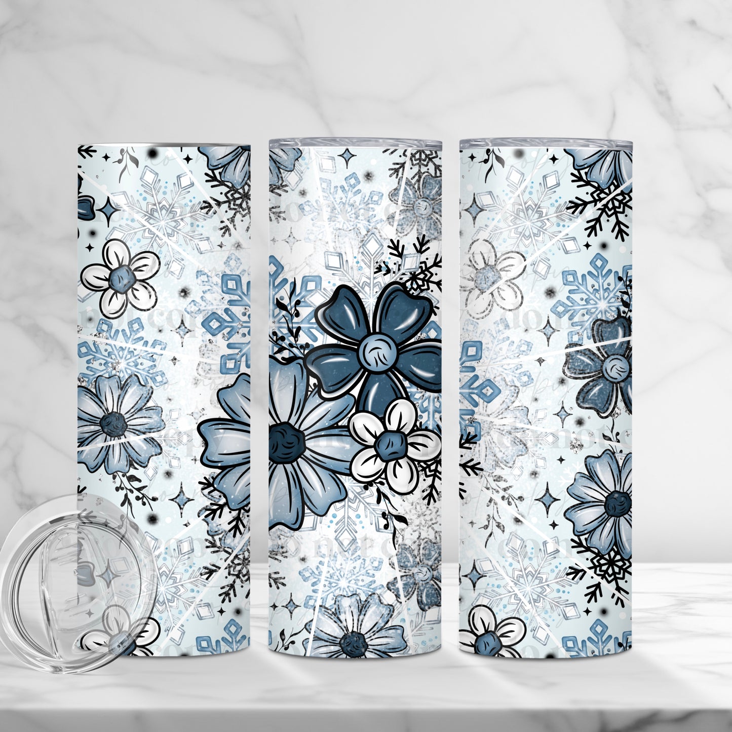 CS 2024 blue floral vinyl sheet | decal | UV wrap | vinyl wrap | DTF (oct15)