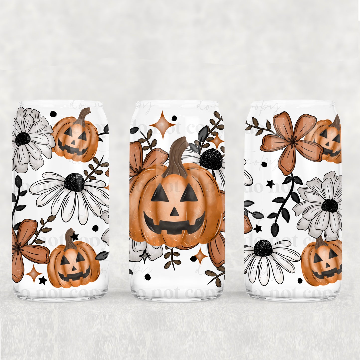 CS 2024 floral pumpkin seamless vinyl sheet | decal | UV DTF decal | UV cup wrap