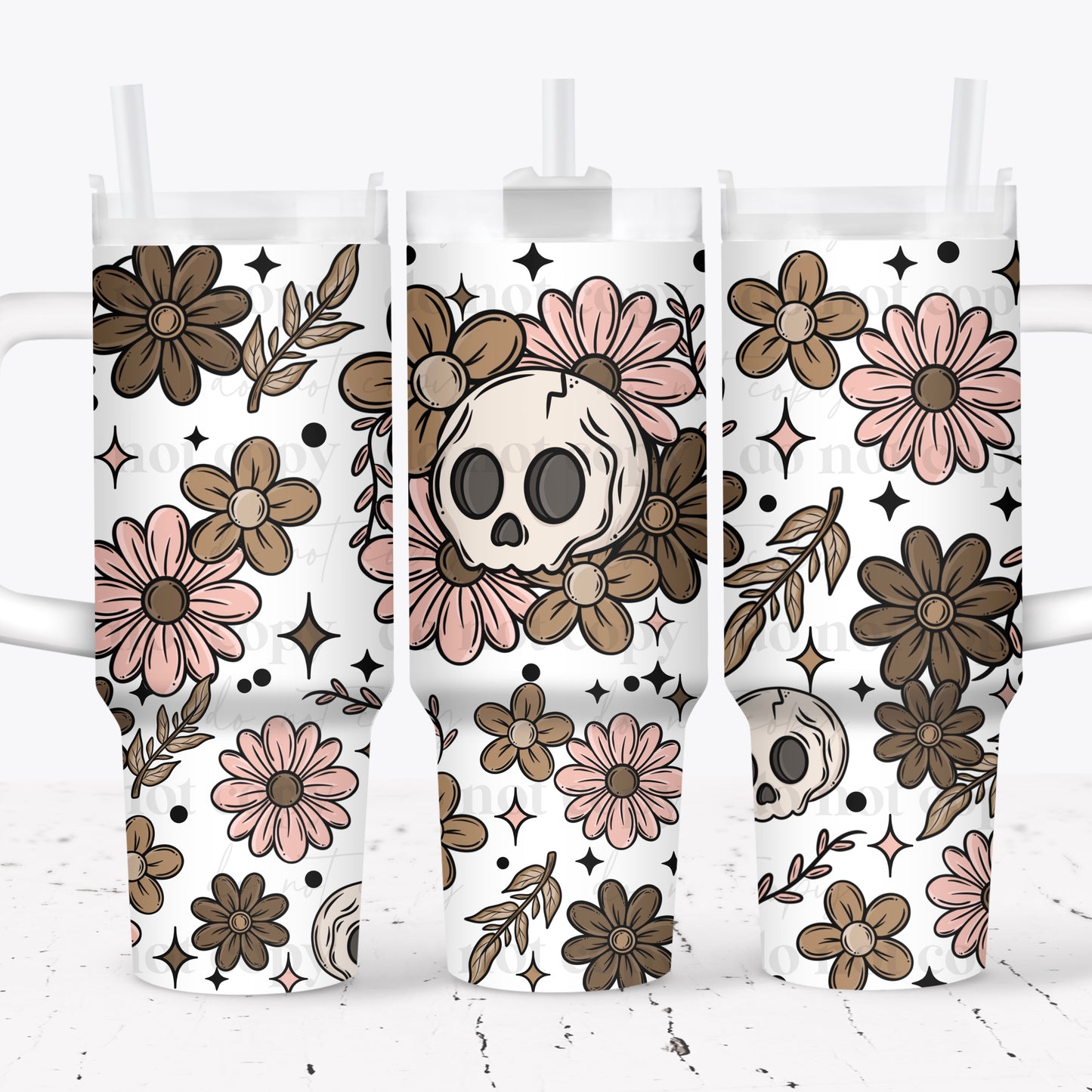 CS 2024 floral skellie 40 oz UV DTF wrap (dec)