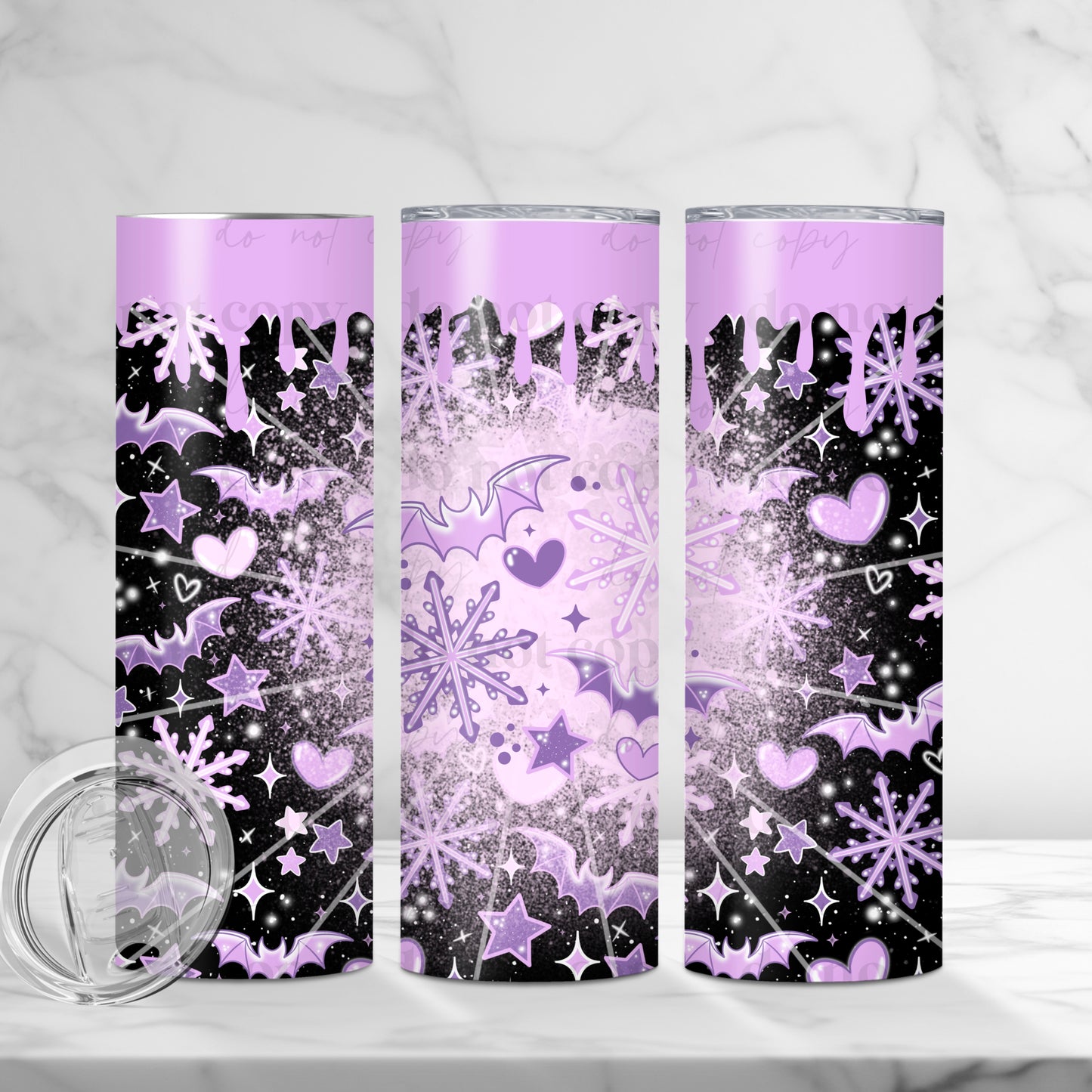 CS 2024 purple bats and snowflakes 20 oz vinyl wrap | dec |