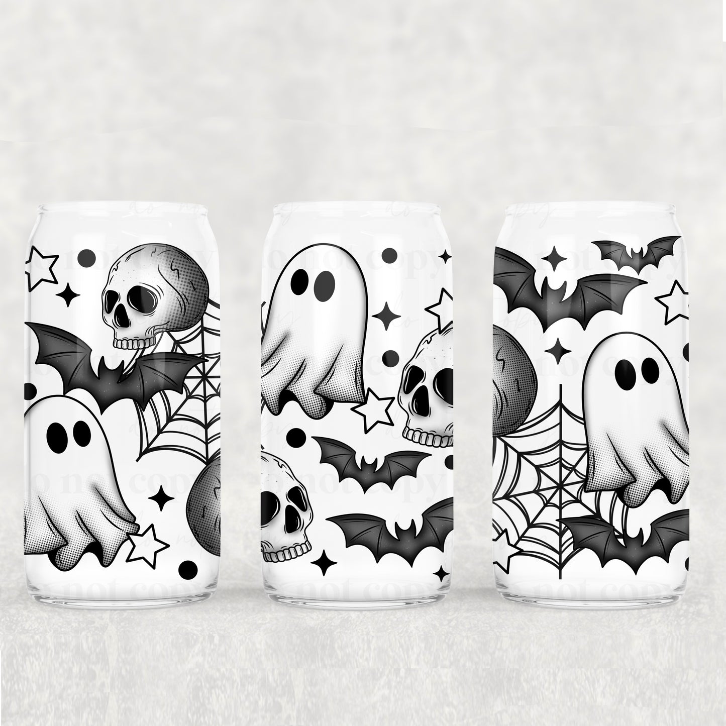 CS 2024 monochromatic or black spooky seamless vinyl sheet | decal | UV DTF decal | UV cup wrap