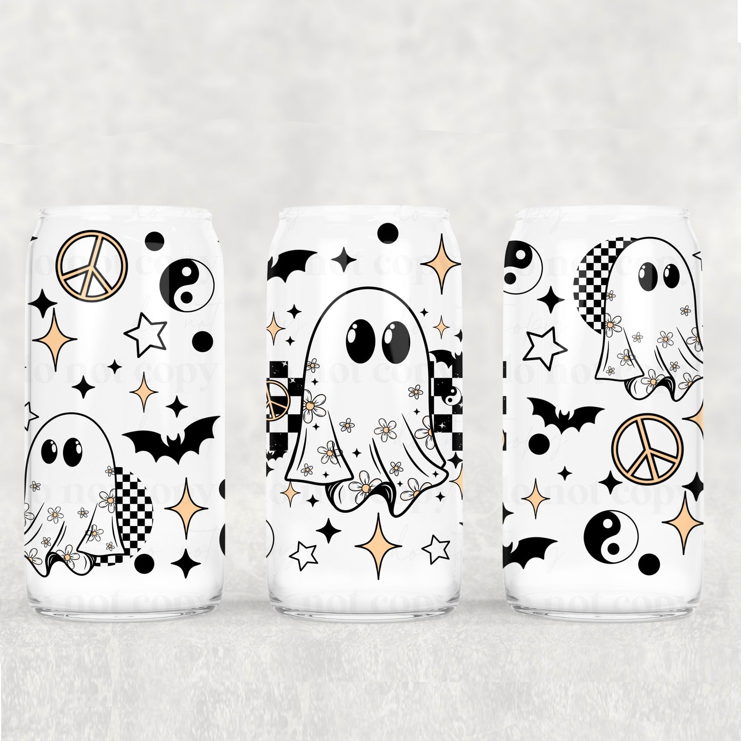 CS 2024 daisy checker ghost seamless vinyl sheet | decal | UV DTF decal | UV cup wrap