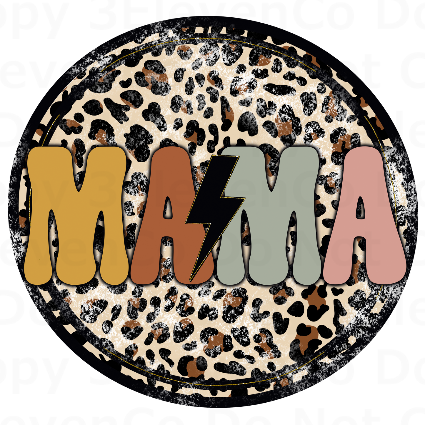 mama/mini leopard round vinyl decal | UV DTF decal | DTF print