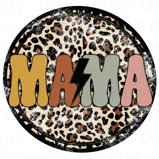 mama/mini leopard round vinyl decal | UV DTF decal | DTF print