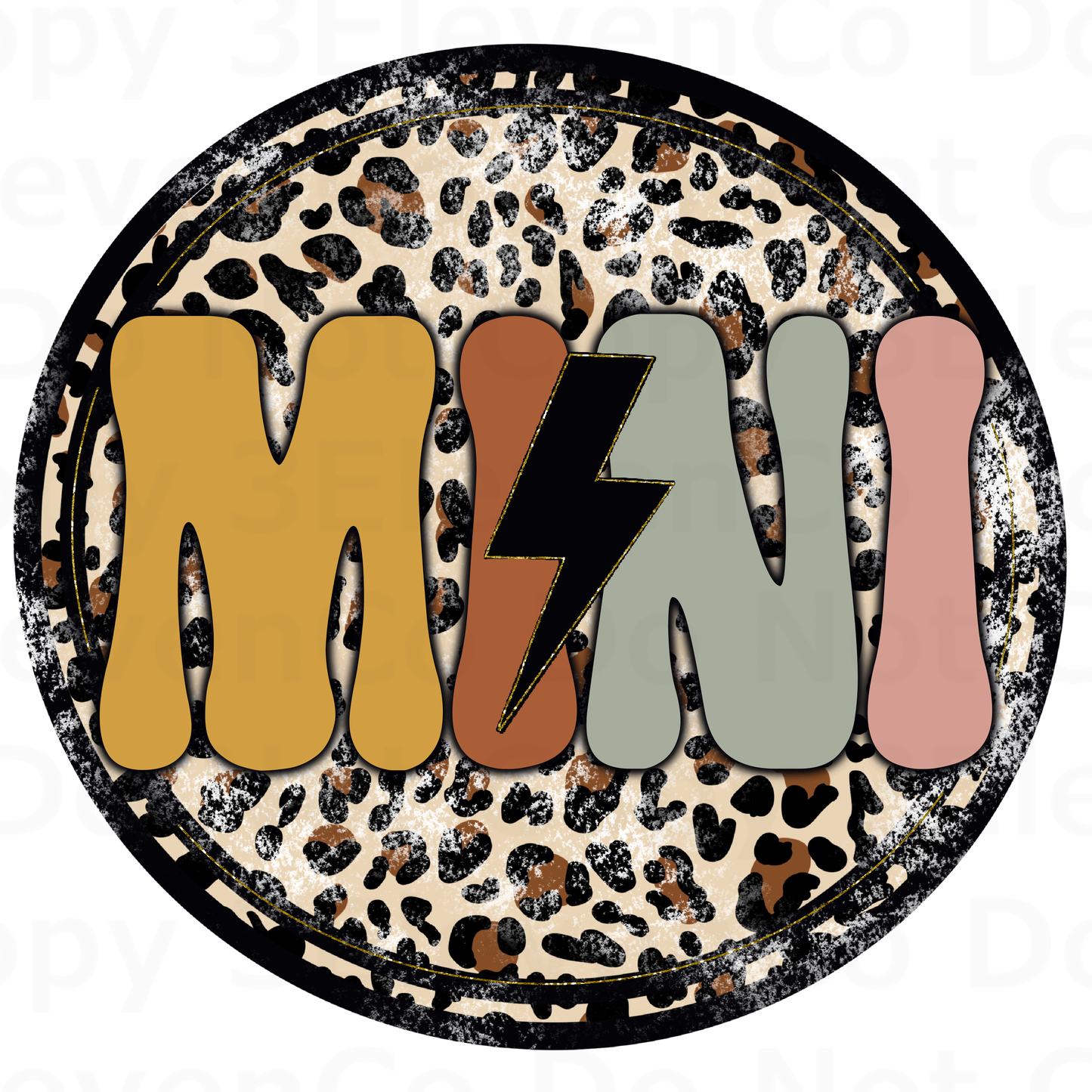 mama/mini leopard round vinyl decal | UV DTF decal | DTF print