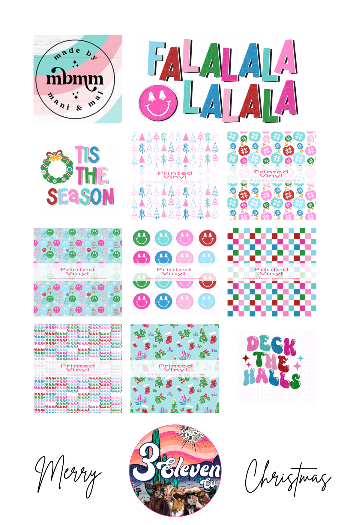 Made by Mani & Mal Christmas pack vinyl sheets see