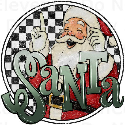 2024 OS checkered round santa UV DTF decal | DTF print