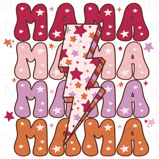 mama/mini retro colorful stars vinyl decal | UV DTF decal | DTF print