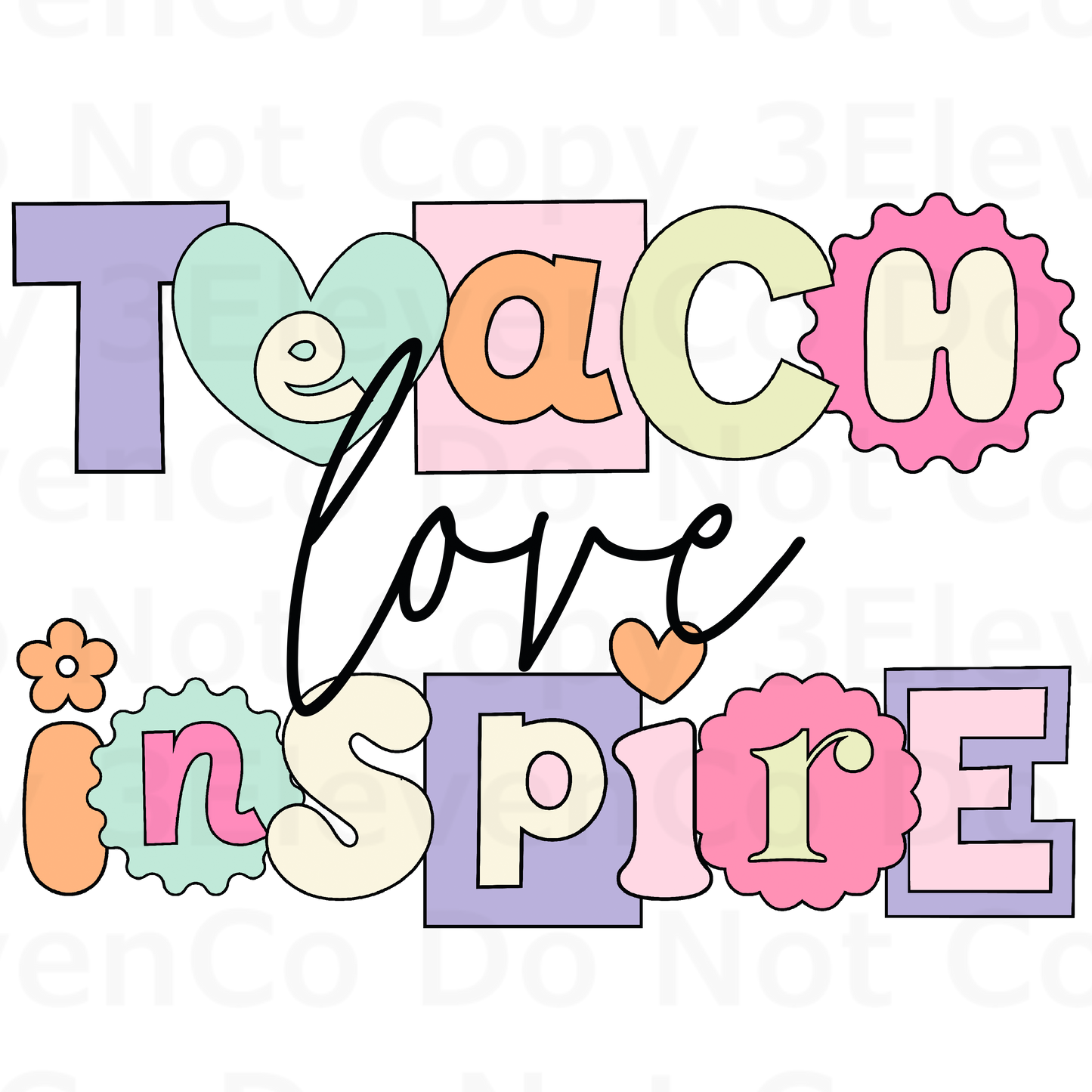 SBB 2024 teach love inspire fun letters vinyl decal | UV DTF decal | DTF print