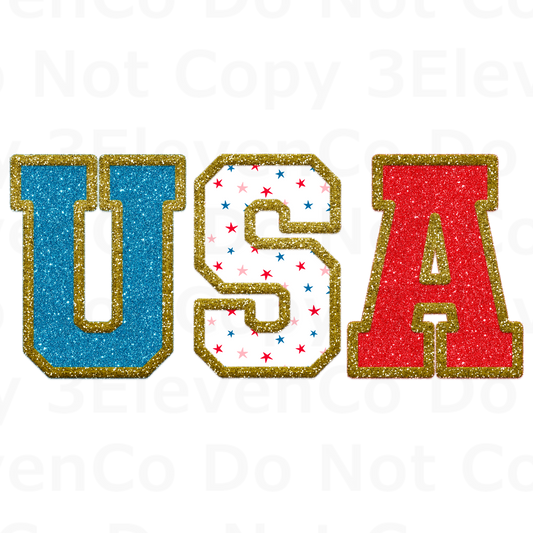 SC 2024 USA faux glitter vinyl decal | UV DTF decal | DTF print