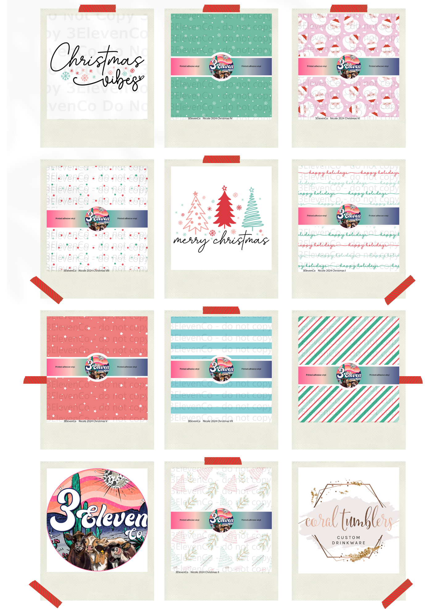 Nicole Sutherland | Coral Tumblers 2024 Christmas collection | sheets | decals | uv dtf