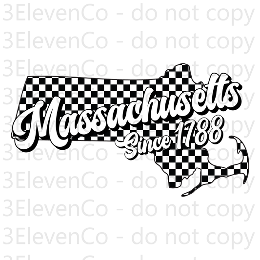 SD 2024 Massachusetts checkered decal or dtf transfer