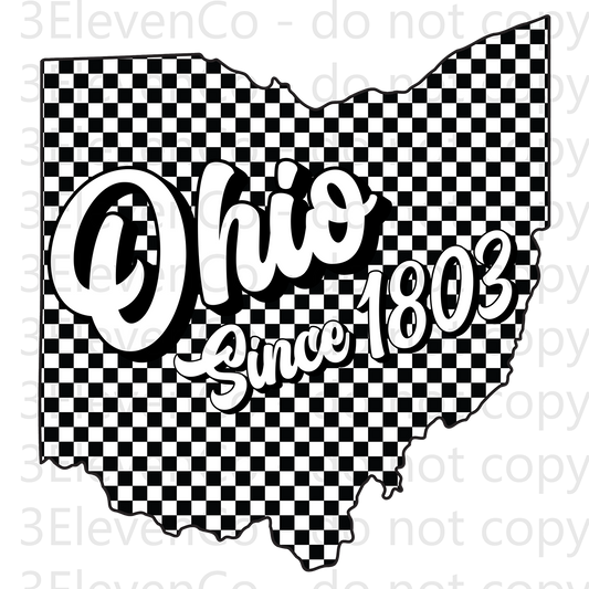 SD 2024 Ohio checkered decal or dtf transfer