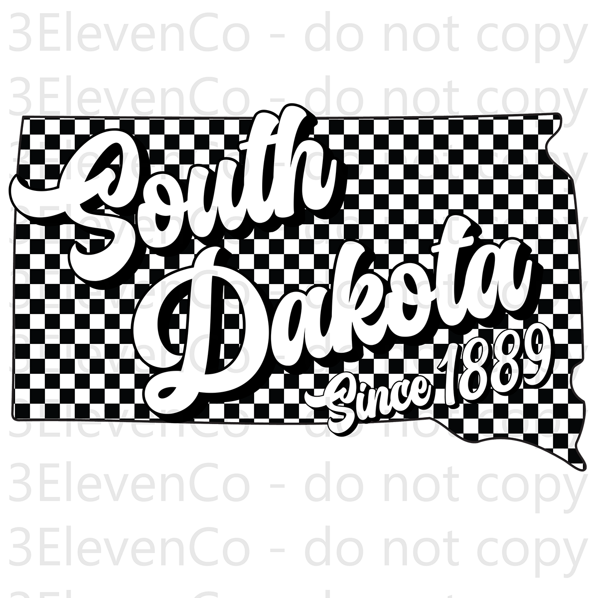 SD 2024 South Dakota checkered decal or dtf transfer