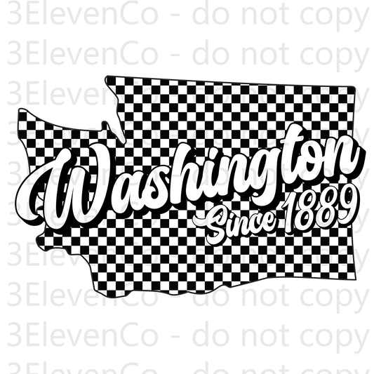 SD 2024 Washington checkered decal or dtf transfer