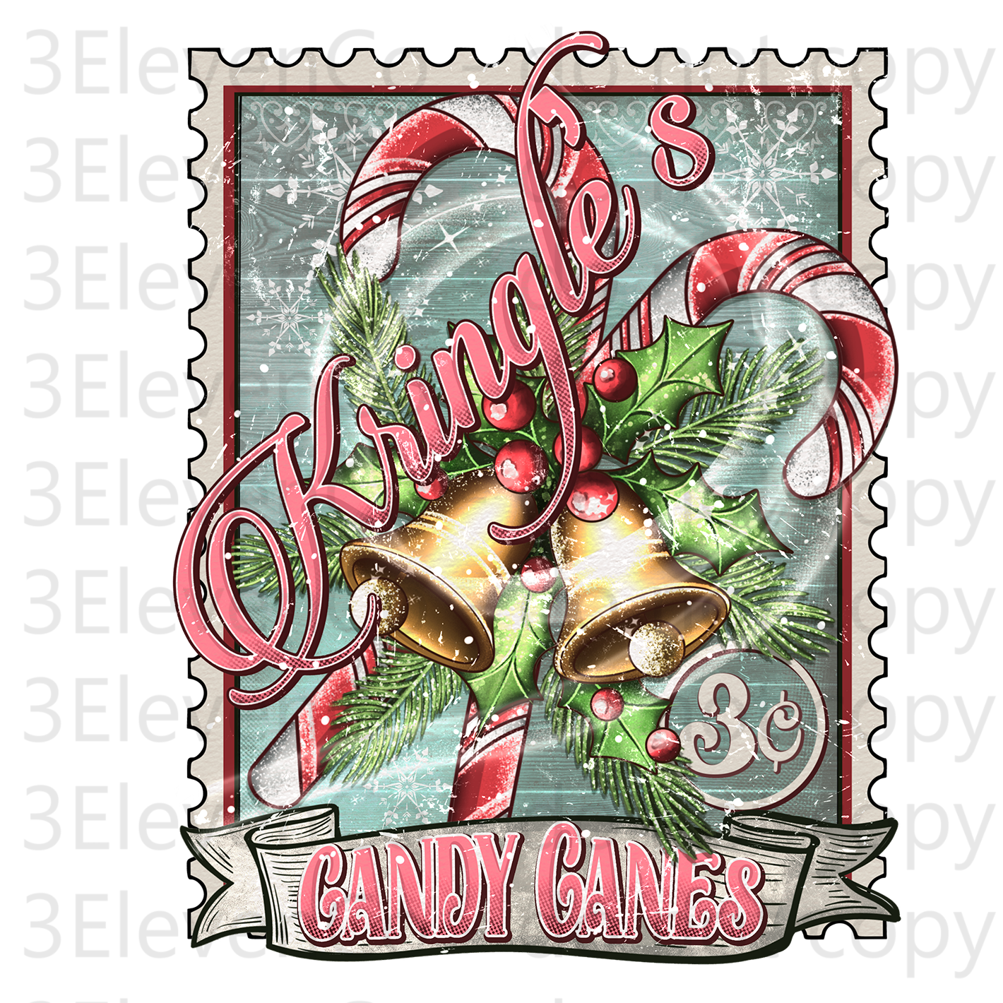 ag kringle's candy canes UV DTF decal