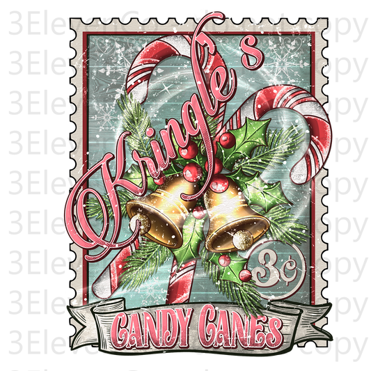 ag kringle's candy canes UV DTF decal