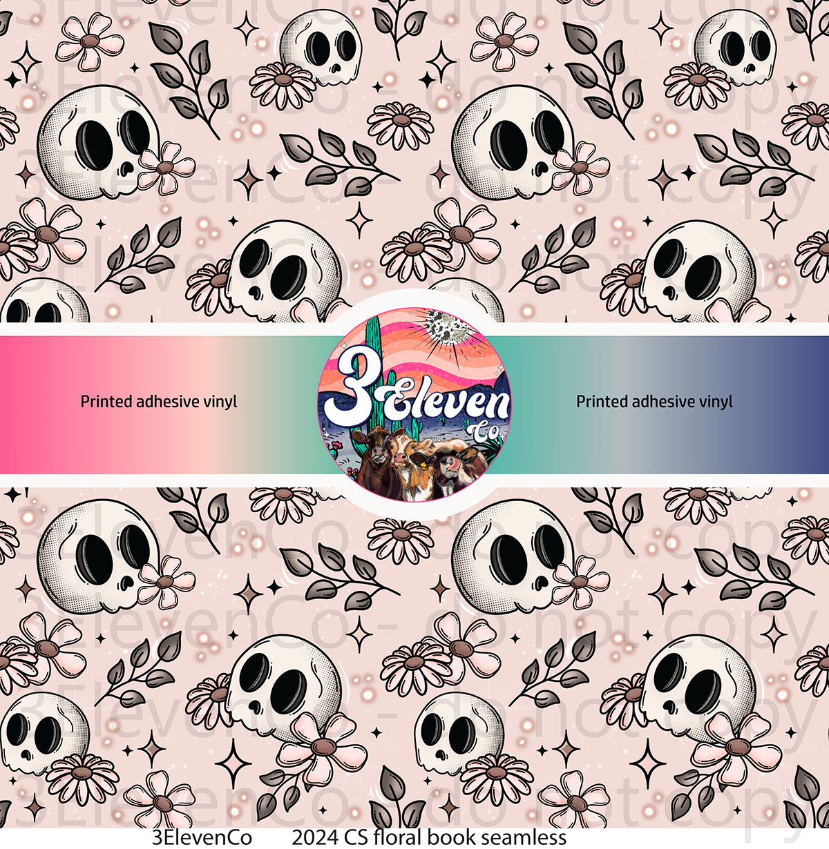 CS 2024 floral skellie vinyl sheet | decal | UV wrap | vinyl wrap | DTF