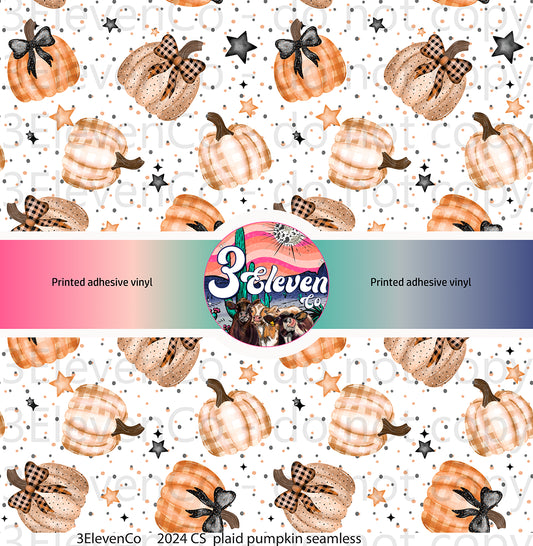 2024 CS plaid pumpkin seamless vinyl sheet | decal | UV wrap | DTF print