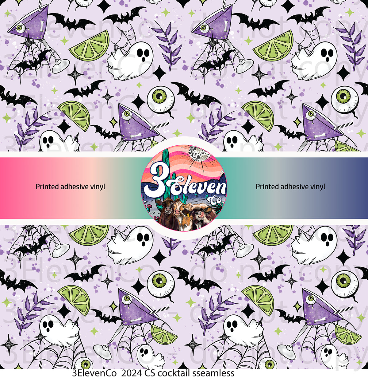 CS 2024 cocktails & costumes seamless vinyl sheet | decal | UV wrap | DTF print